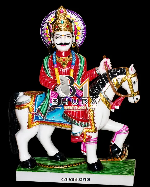 Baba Ramdev Multicolour Royal Horse Murti handcrafted statue