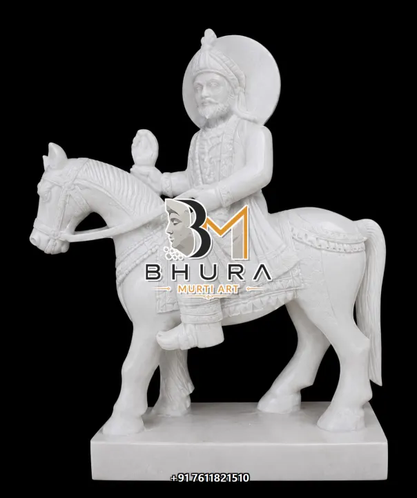 Baba Ramdev Natural Makrana Horse Murti handcrafted statue