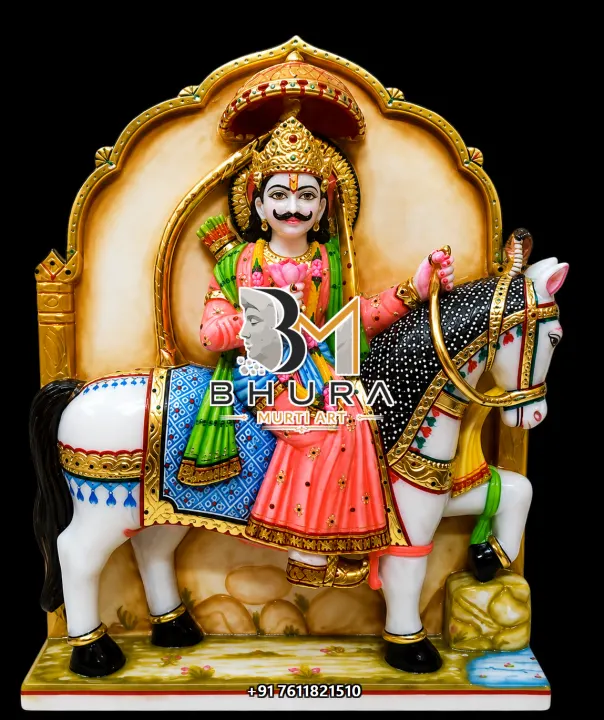 Baba Ramdev Decorative Arch Horse Murti handcrafted statue