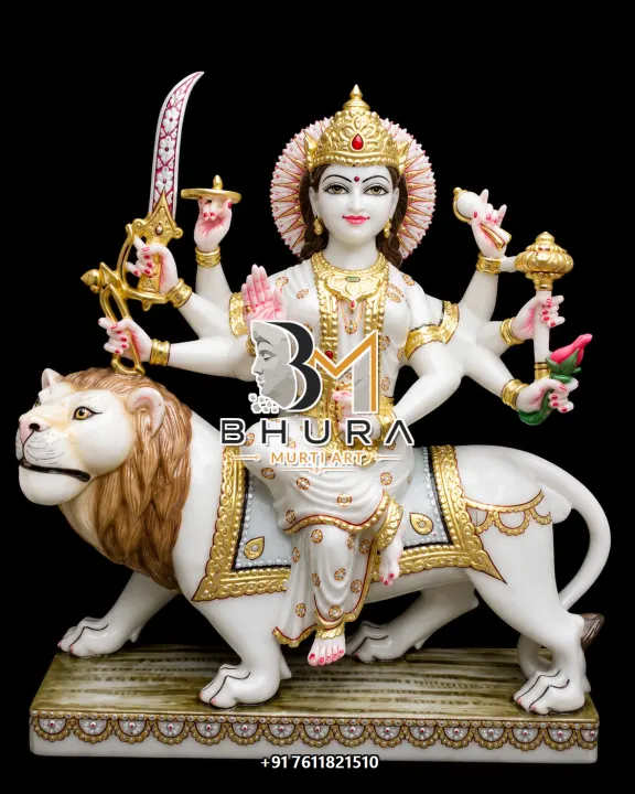 Durga Maa White Red Lion Variant Collection handcrafted statue