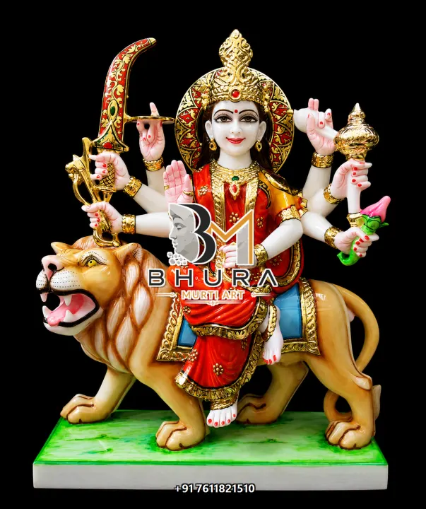 Durga Maa Divine White Lion Collection handcrafted statue