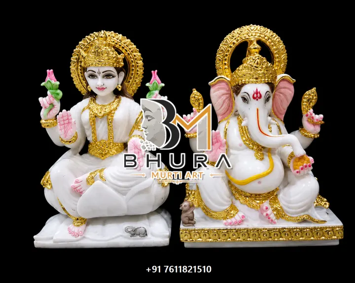 Ganesh Laxmi Golden Prabhavali Set handcrafted statue
