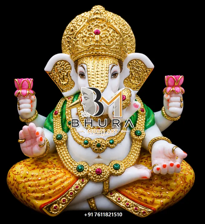White Marble Ganesha Royal Variant Collection handcrafted statue