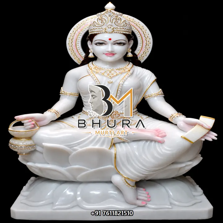 Gayatri Maa Shwet Marble Swan Murti handcrafted statue