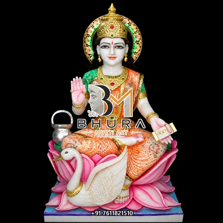 Gayatri Maa Green Crown Swan Murti handcrafted statue