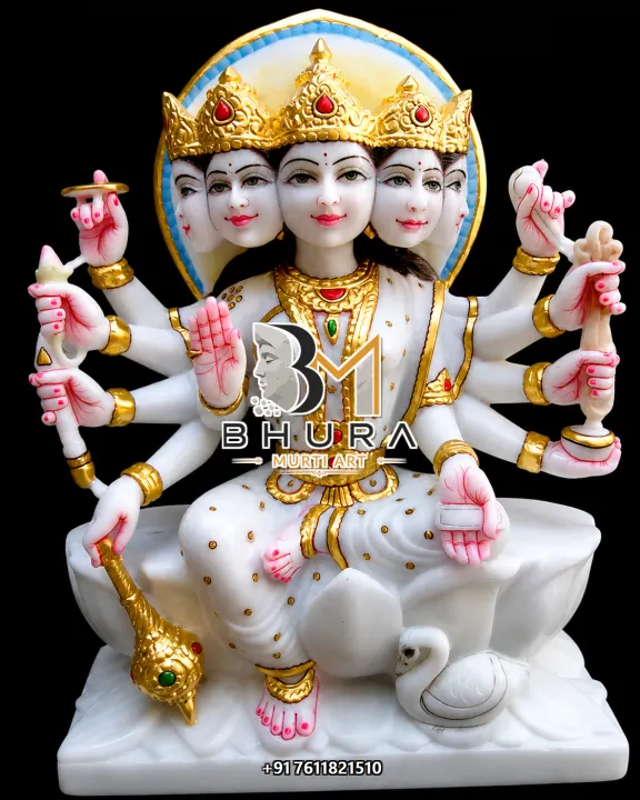 Panchmukhi Gayatri Maa Cow Vahan Murti handcrafted statue