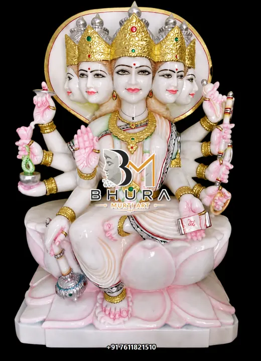 Panchmukhi Gayatri Maa Royal Marble Murti handcrafted statue