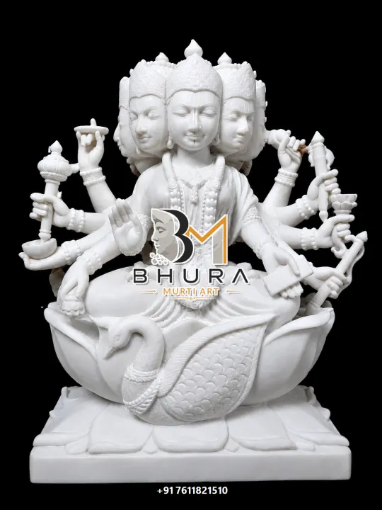 Panchmukhi Gayatri Maa Shwet Makrana Murti handcrafted statue