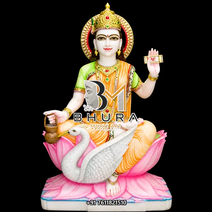 Gayatri Maa Green Saree Swan Murti handcrafted statue