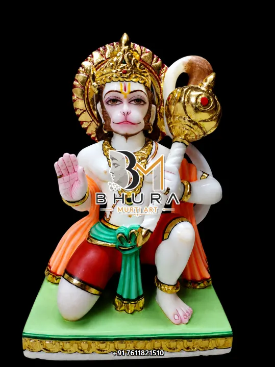 Sitting Hanuman Orange Gold Variant Collection handcrafted statue