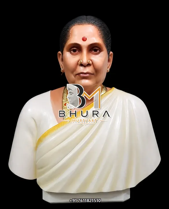 Indian Leader White Marble Bust Collection handcrafted statue