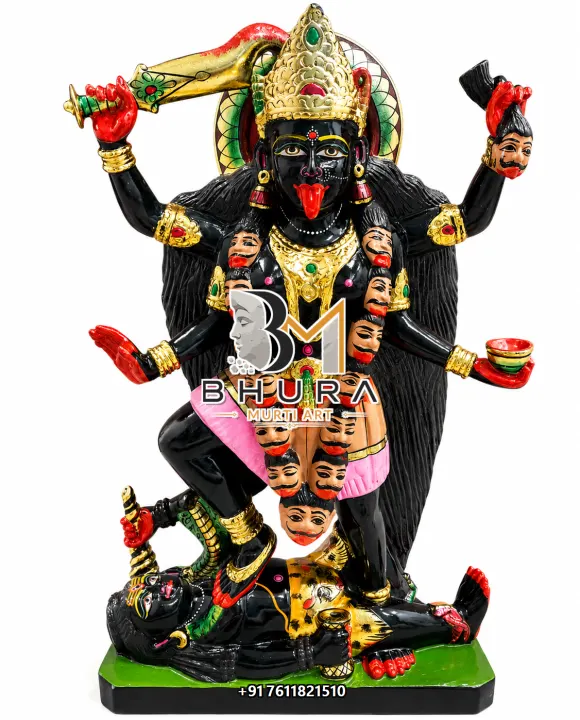 Custom Kali Mata with Shiva Marble Idol handcrafted statue