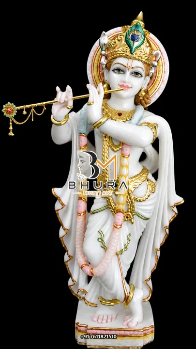 Custom-Made Lord Krishna Marble Statue Collection handcrafted statue