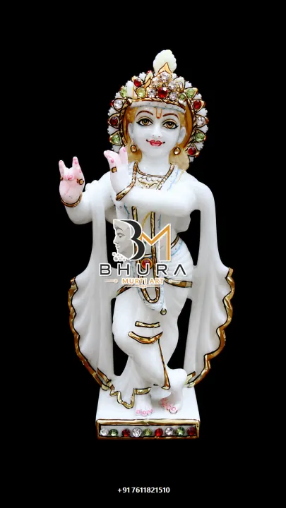 Temple-Style Krishna Marble Murti Collection handcrafted statue