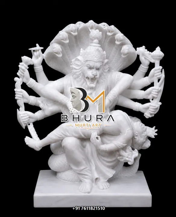 Ugra Narsingh Hand-Carved Makrana Murti handcrafted statue