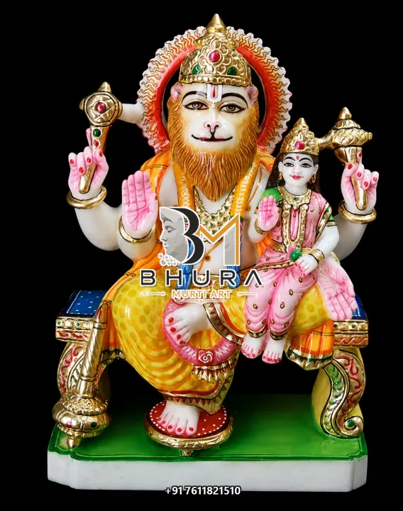 Lakshmi Narsingh Green Pedestal Royal Murti handcrafted statue