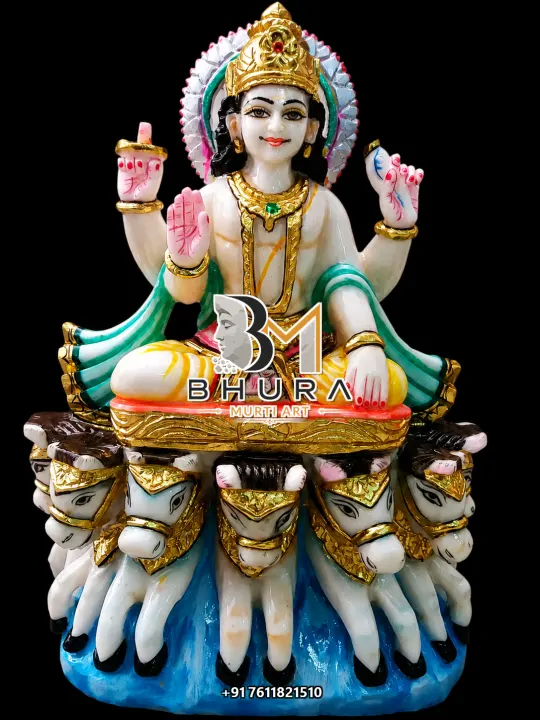 Traditional Indian Navgraha Marble Statue Collection handcrafted statue