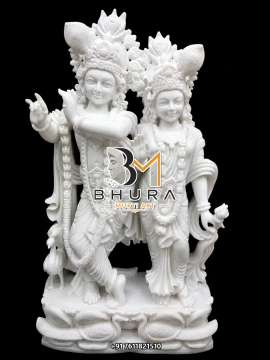 Radha Krishna Bansuri Marble Murti Collection