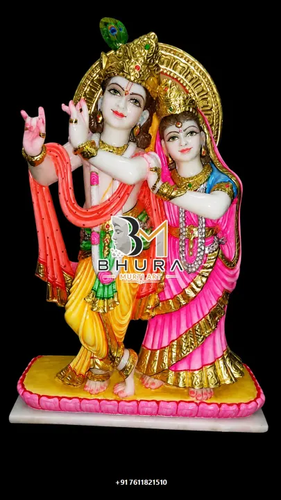 Divine Radha Krishna Hand-Painted Idol Collection handcrafted statue