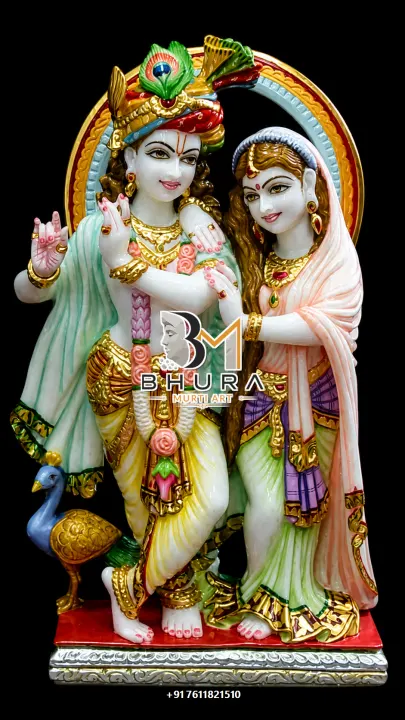 Traditional Radha Krishna Marble Sculpture Collection handcrafted statue