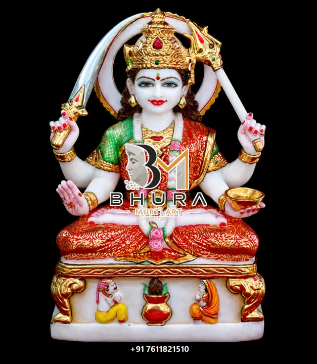Santoshi Maa White Red Temple Pedestal Murti handcrafted statue