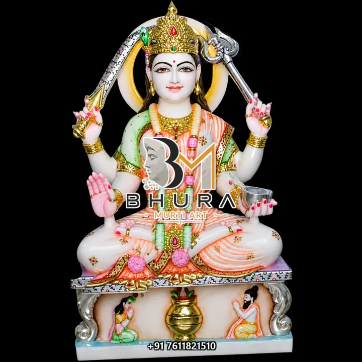 Santoshi Maa Pastel Marble Ashirwad Murti handcrafted statue