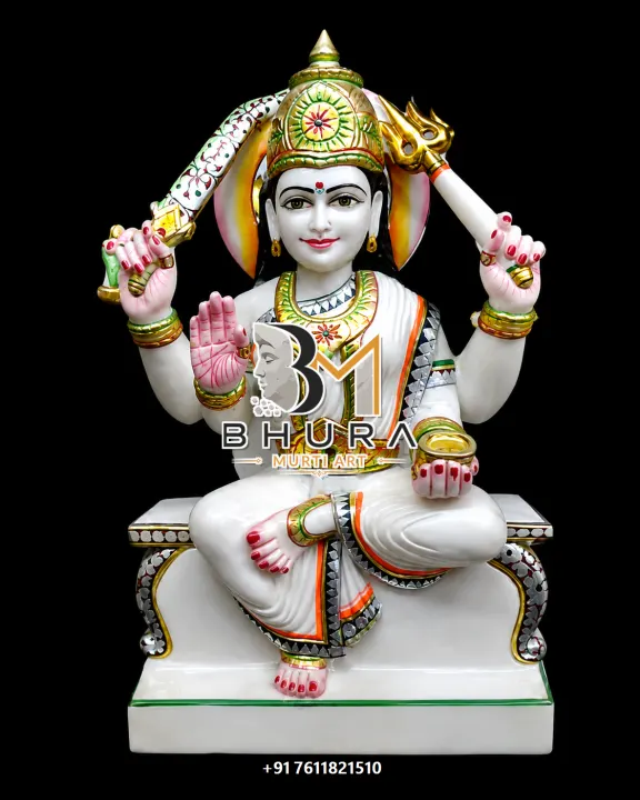 Santoshi Maa Shwet Green Accent Murti handcrafted statue