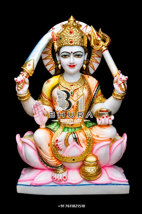 Santoshi Maa Pink Lotus Marble Murti handcrafted statue