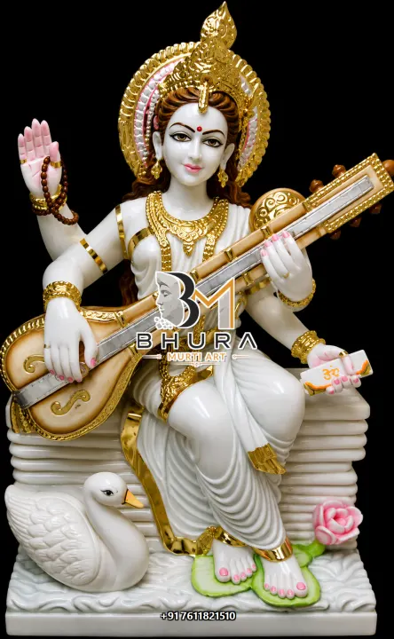 Divine Goddess Saraswati Marble Statue Collection handcrafted statue