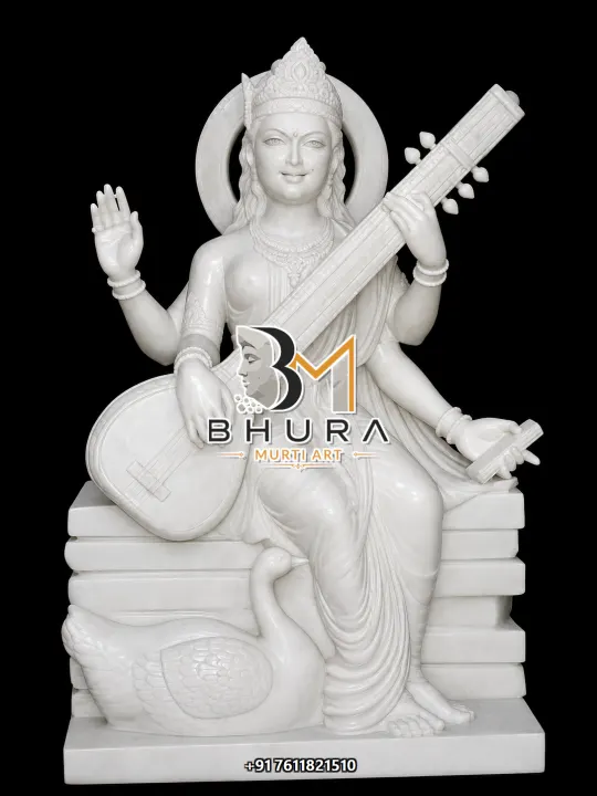 Traditional Goddess Saraswati Marble Statue Collection handcrafted statue