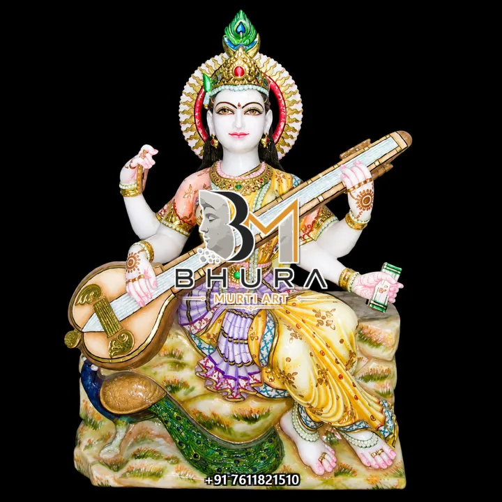 White Marble Goddess Saraswati Marble Statue Collection handcrafted statue