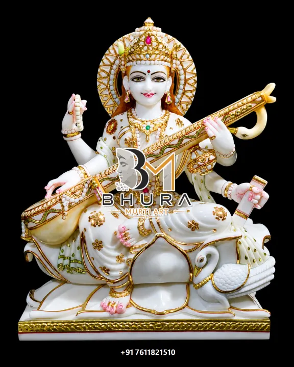 Artistic Goddess Saraswati Marble Statue Collection handcrafted statue