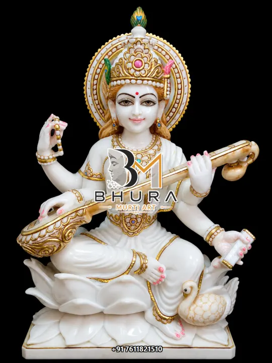 Sacred Goddess Saraswati Marble Statue Collection handcrafted statue