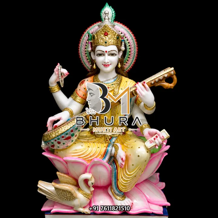 Polished Marble Goddess Saraswati Marble Statue Collection handcrafted statue