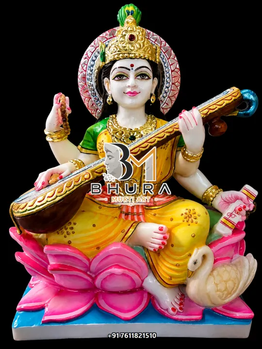 Veena Music Goddess Saraswati Marble Statue Collection handcrafted statue