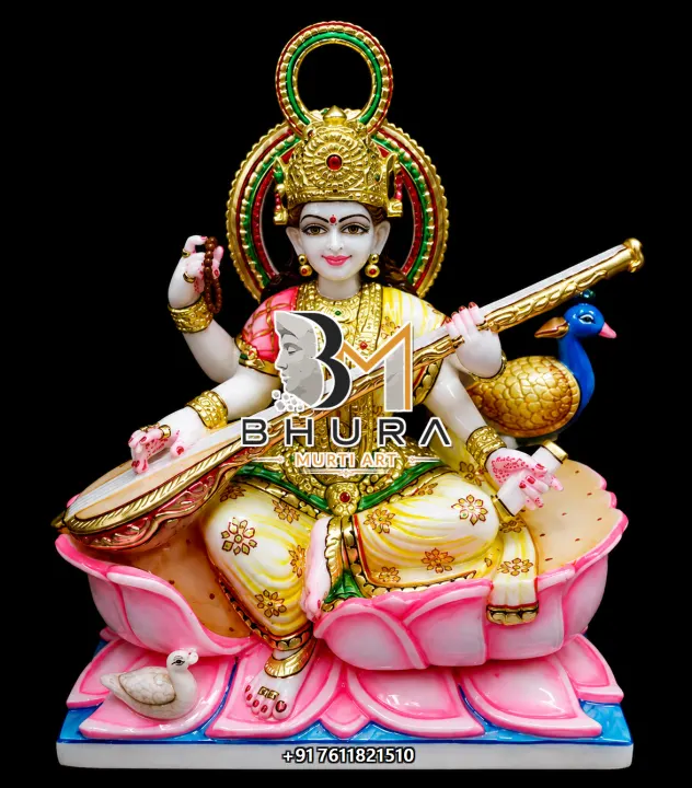 Contemporary Goddess Saraswati Marble Statue Collection handcrafted statue