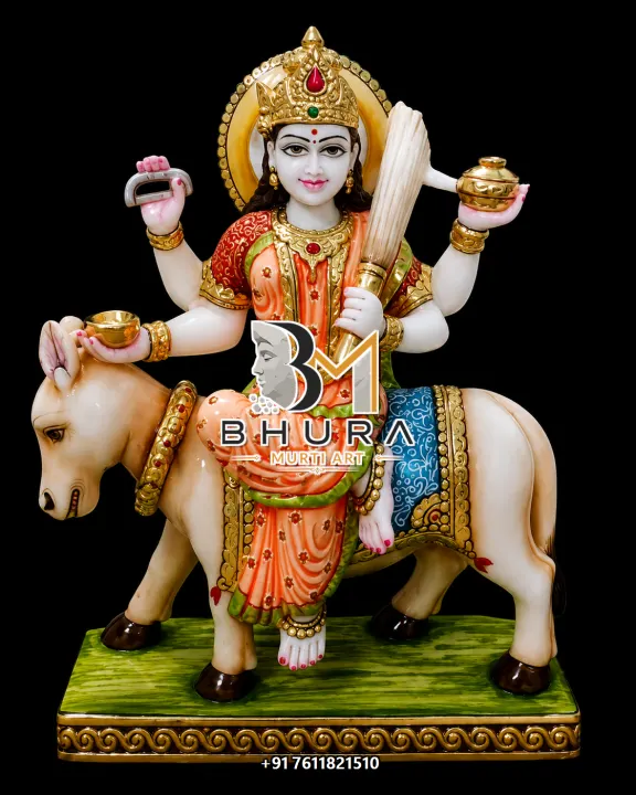 Shitla Mata Orange Saree Donkey Vahan Murti handcrafted statue