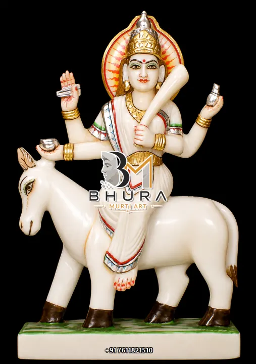 Shitla Mata White Marble Ashirwad Murti handcrafted statue