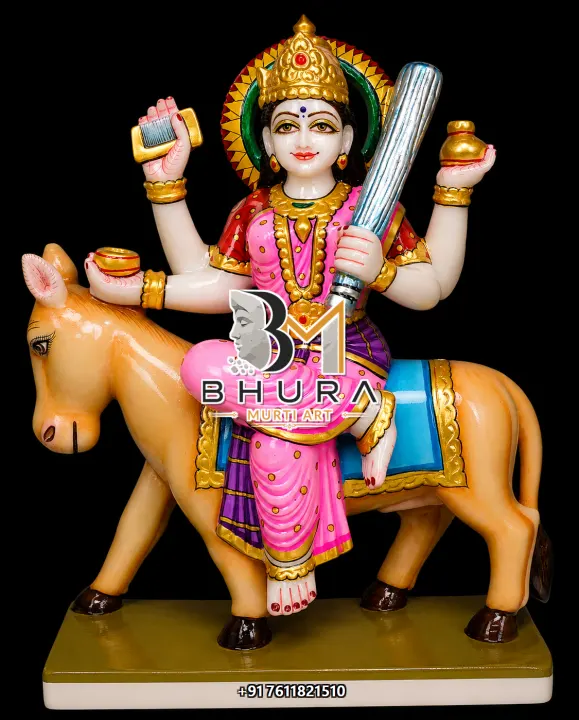 Shitla Mata Magenta Saree Donkey Vahan Murti handcrafted statue