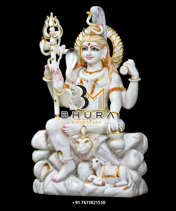 Temple-Style Shiv Shankar Marble Statue Collection handcrafted statue