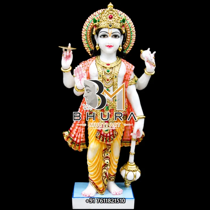 Lord Vishnu Orange Shawl Divine Murti