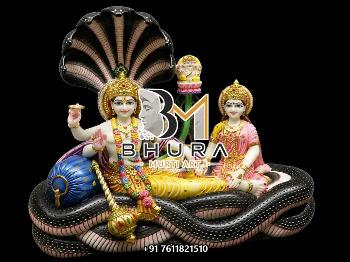 Traditional Vishnu Laxmi Marble Statue Collection