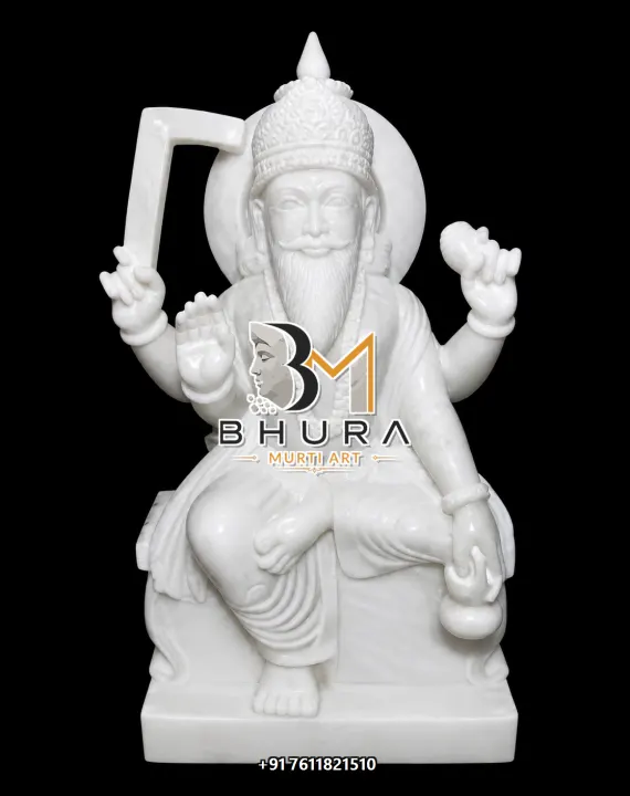 Lord Vishvakarma Shwet Makrana Marble Murti handcrafted statue