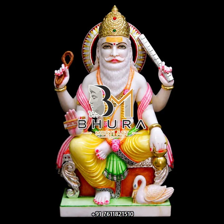 Lord Vishvakarma Multicolour Crown Murti handcrafted statue