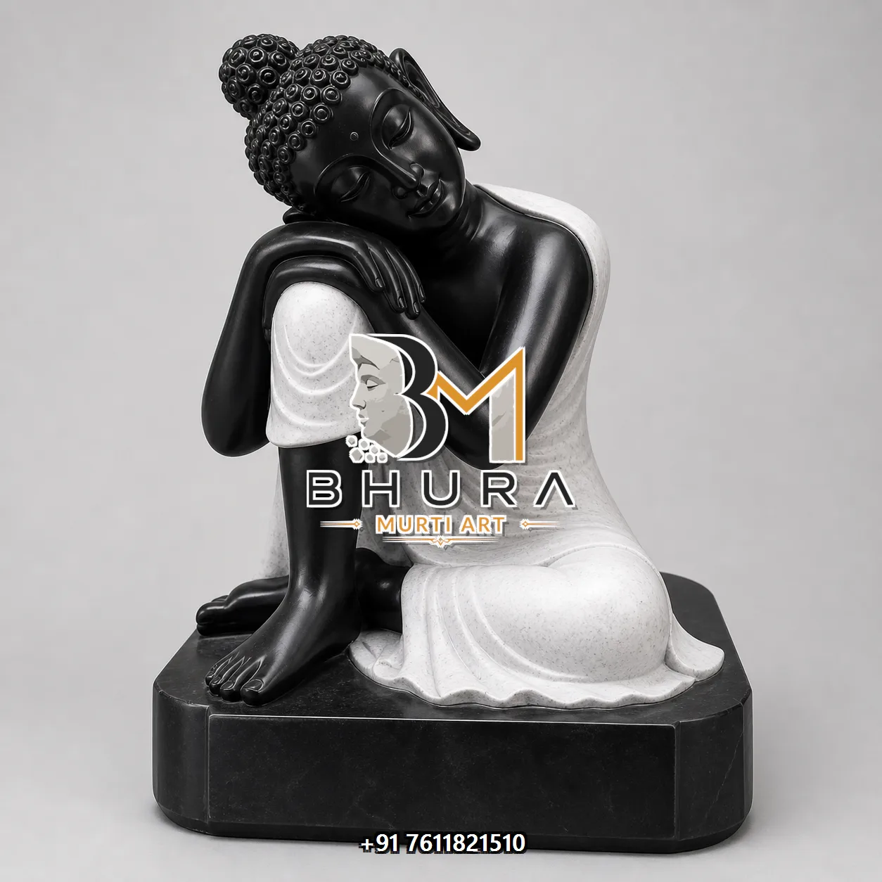 Black Stone Gautam Buddha Idol Collection - handcrafted stone design view 3