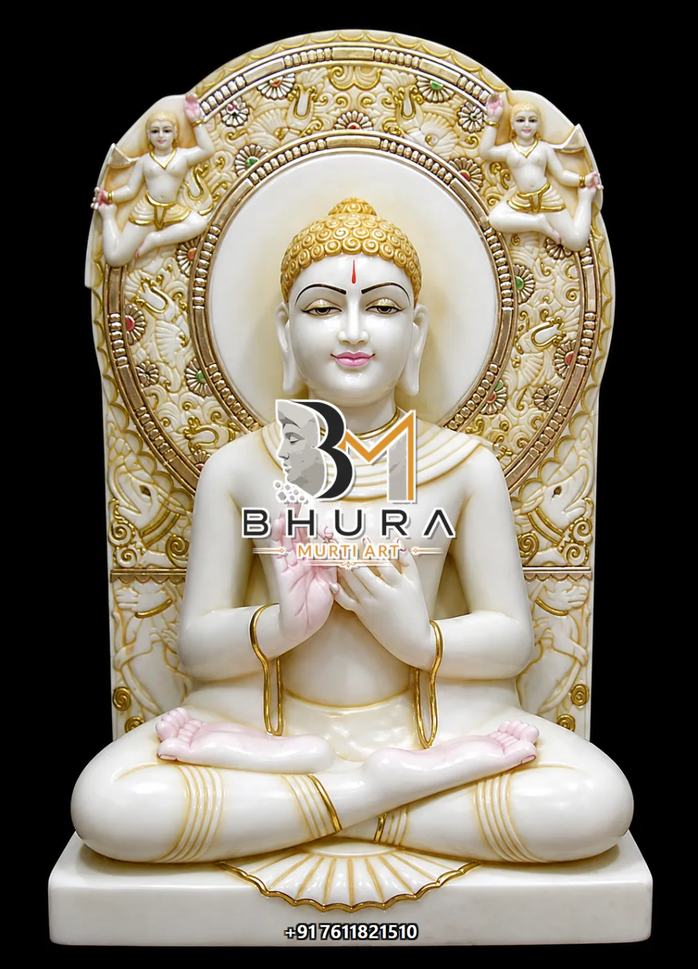 Peaceful Buddha Marble Sculpture Collection - handcrafted stone design view 3