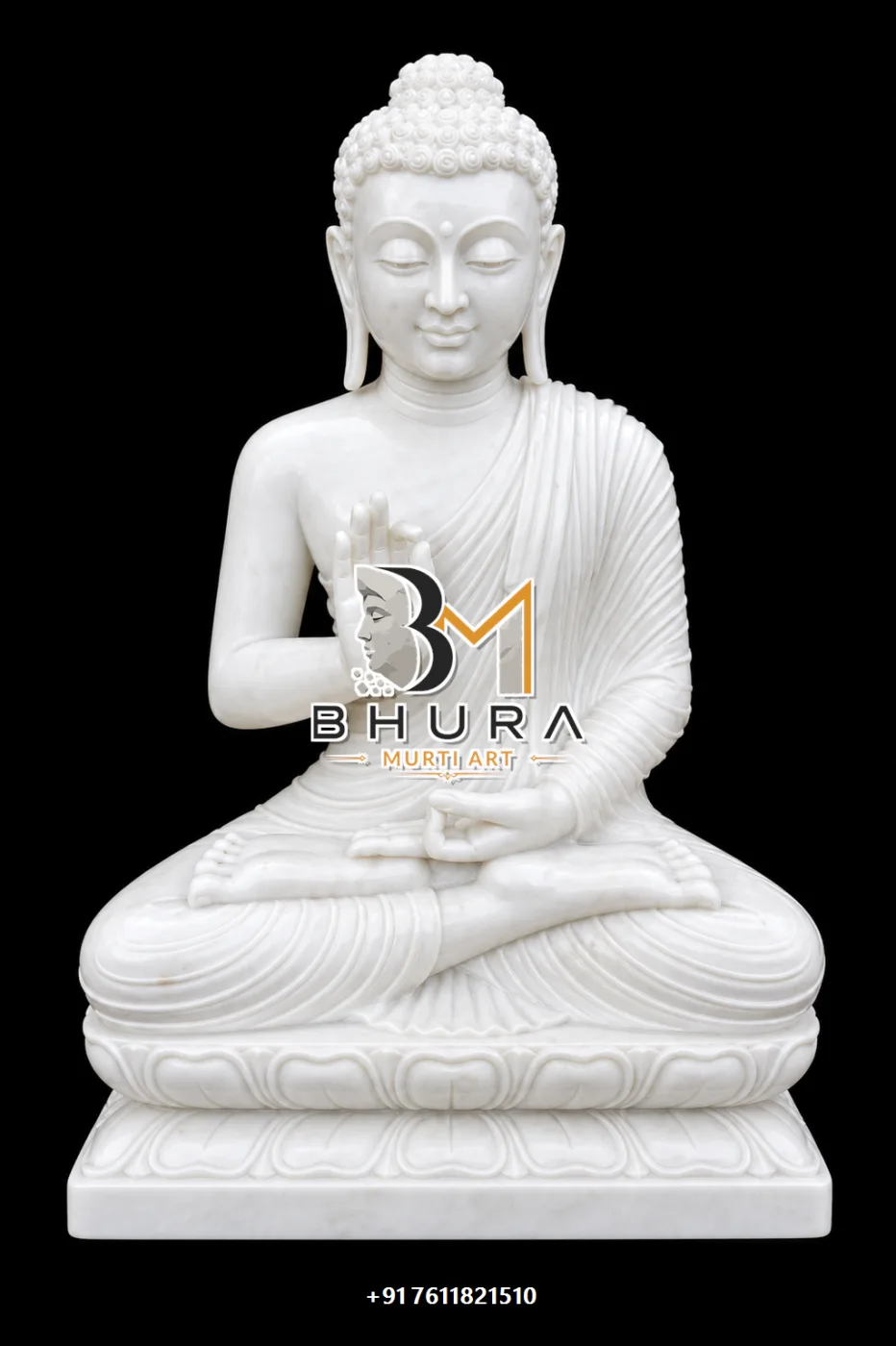 Temple-Style Buddha Marble Statue Collection - handcrafted stone design view 3