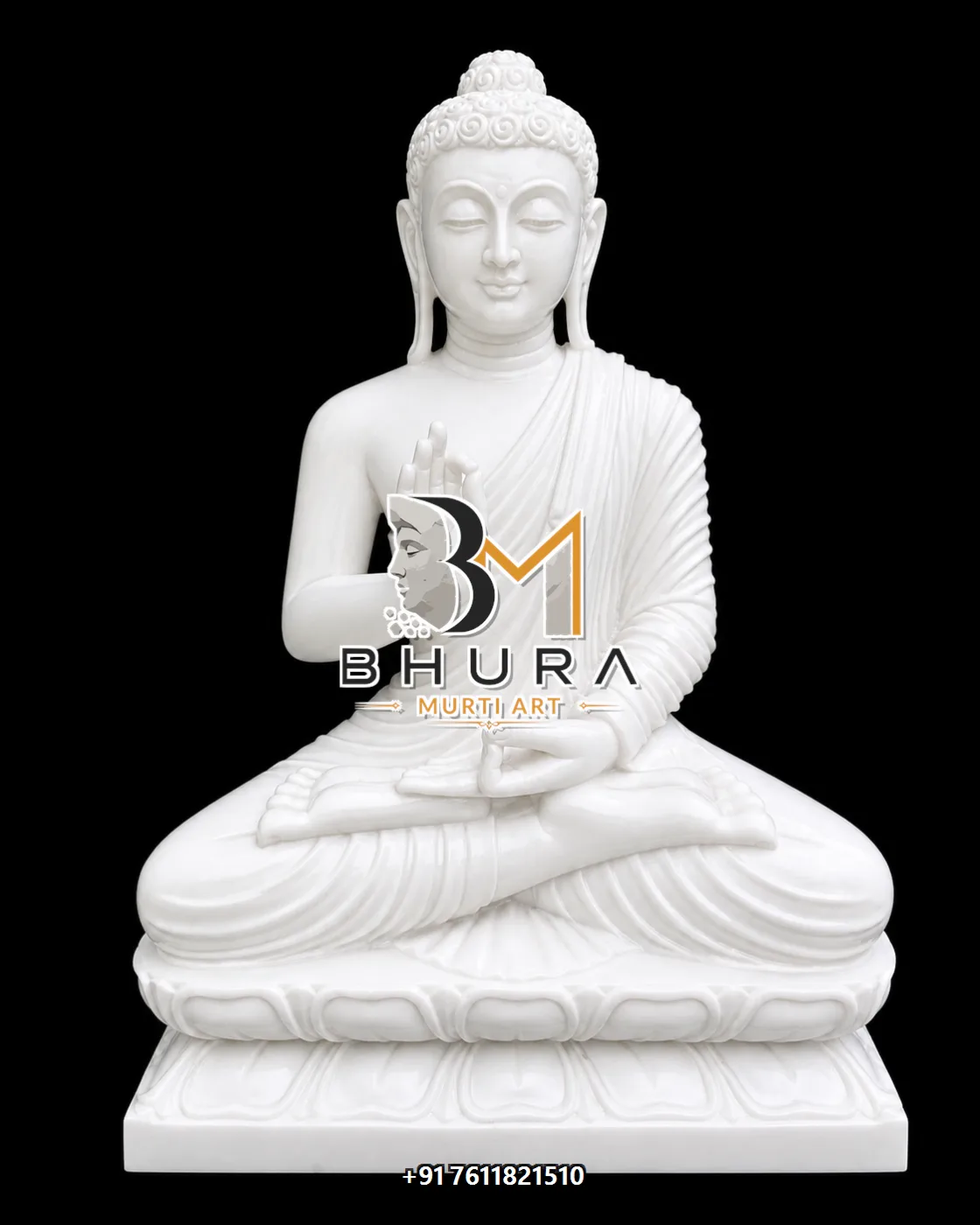Decorative White Buddha Idol Collection - handcrafted stone design view 4