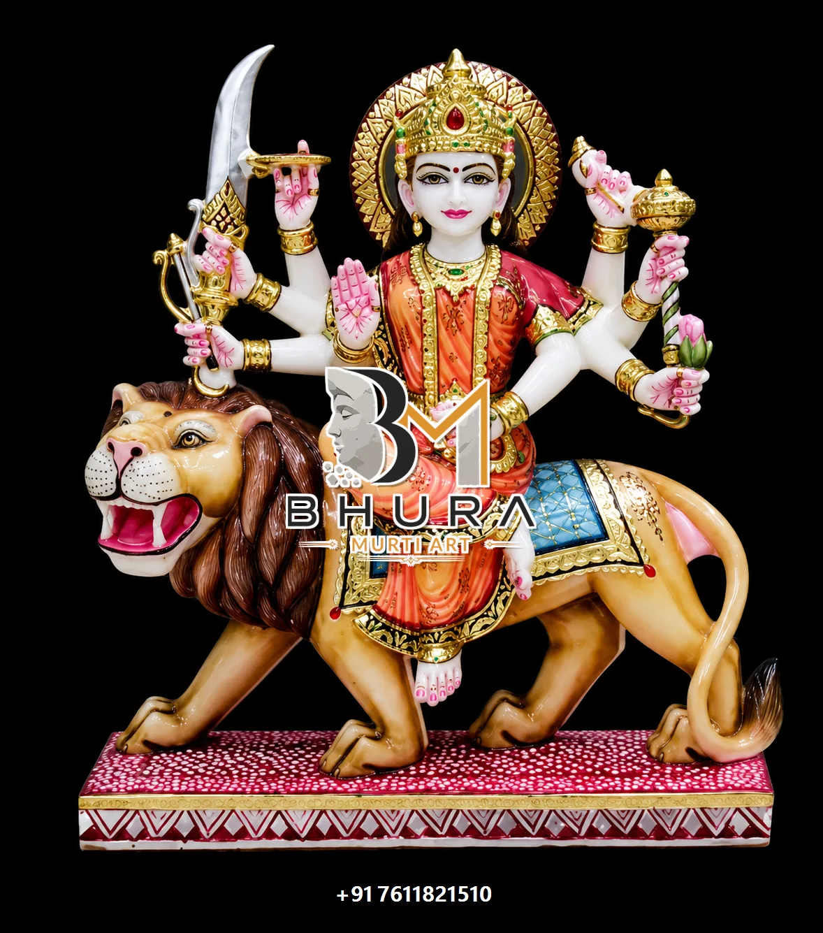 Durga Maa Red Gold Lion Variant Collection - design variant 3