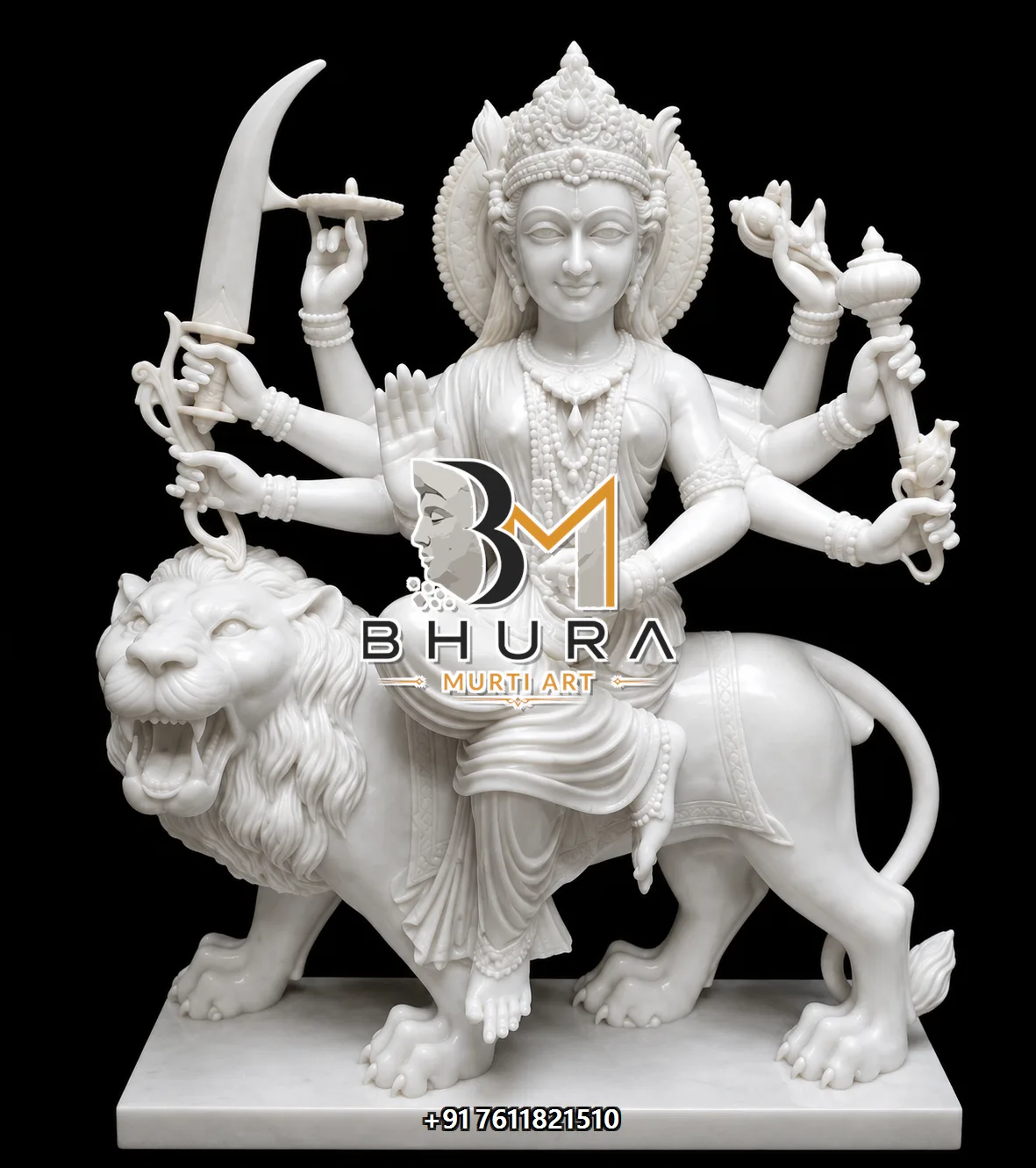 Durga Maa White Marble Lion Variant Collection - design variant 3